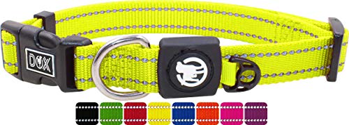 DDOXX Collar Perro Nylon, Reflectante, Ajustable | Muchos Colores & Tamaños | para Perros Pequeño, Mediano y Grande | Collares Accesorios Gato Cachorro | Amarillo, S