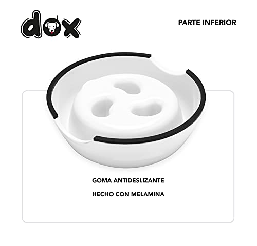 DDOXX Comedero Antivoracidad Perro, Antideslizante | Muchos Colores y Tamaños | para Perros Pequeño, Mediano y Grande | Bol Accesorios Melamina Gato Cachorro | Blanco, 140 ml