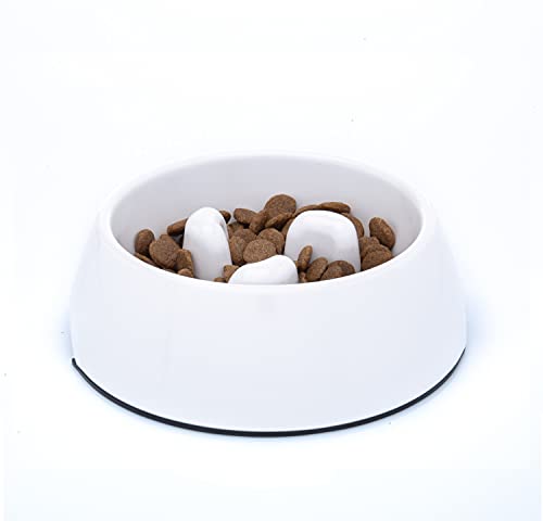 DDOXX Comedero Antivoracidad Perro, Antideslizante | Muchos Colores y Tamaños | para Perros Pequeño, Mediano y Grande | Bol Accesorios Melamina Gato Cachorro | Blanco, 140 ml
