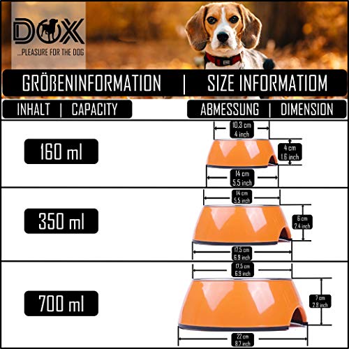DDOXX Comedero Perro, Antideslizante | Muchos Colores y Tamaños | para Perros Pequeño, Mediano y Grande | Bol Accesorios Acero INOX-Idable Melamina Gato Cachorro | Azul, 160 ml