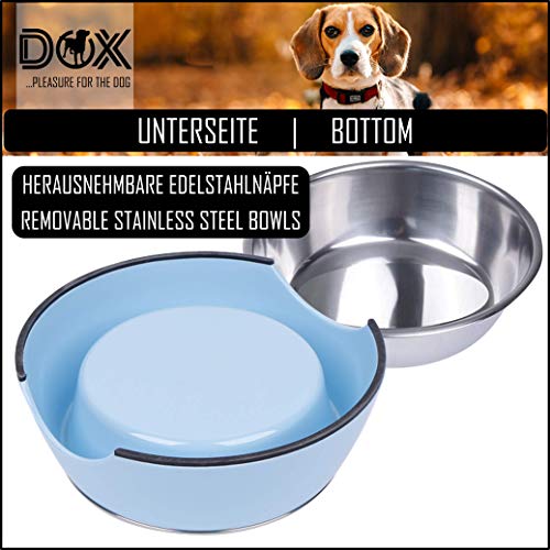 DDOXX Comedero Perro, Antideslizante | Muchos Colores y Tamaños | para Perros Pequeño, Mediano y Grande | Bol Accesorios Acero INOX-Idable Melamina Gato Cachorro | Azul, 160 ml