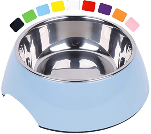 DDOXX Comedero Perro, Antideslizante | Muchos Colores y Tamaños | para Perros Pequeño, Mediano y Grande | Bol Accesorios Acero INOX-Idable Melamina Gato Cachorro | Azul, 160 ml