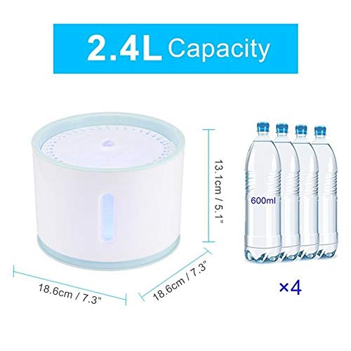 DDSP Gato Automática Fuente del Animal Doméstico Potable Agua Dispensador Perro LED Eléctrico Alimentador del Gato Fuente Bebida Filtro USB Powered Durable (Color : Black, Size : S)