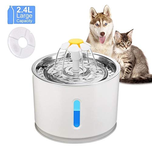DDSP Gato Automática Fuente del Animal Doméstico Potable Agua Dispensador Perro LED Eléctrico Alimentador del Gato Fuente Bebida Filtro USB Powered Durable (Color : Black, Size : S)