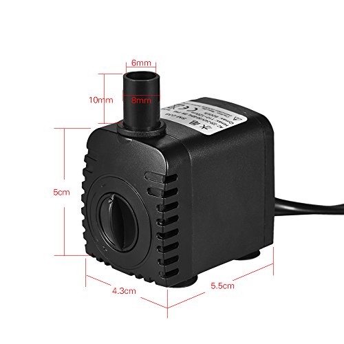 Decdeal - 600L/H 8W Bomba de Agua Sumergible con 4 Leds Luces Ultrasilencioso para Acuario Pecera Fuente de Sobremesa Hidroponía 4.9ft (1.5m) Cable de Alimentación