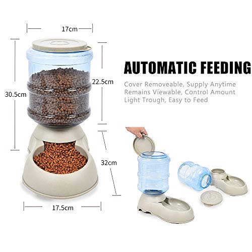 Decdeal Comederos Automáticos de Alimentos para Perros y Gatos Dispensador para Mascotas 3.75L