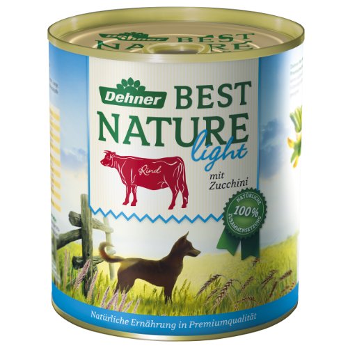 Dehner Best Nature - Comida para Perros Ligera, Vacuno con calabacín, 6 x 800 g (4,8 kg)