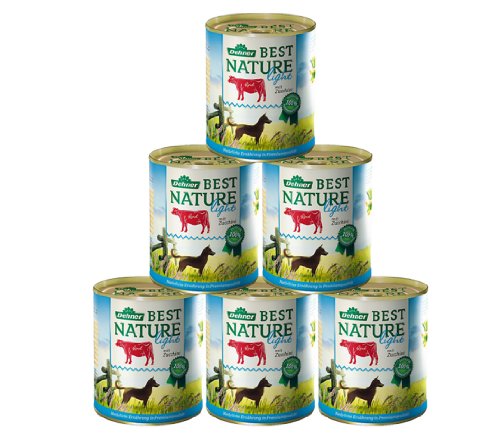 Dehner Best Nature - Comida para Perros Ligera, Vacuno con calabacín, 6 x 800 g (4,8 kg)
