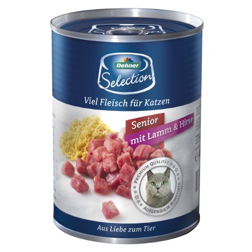 Dehner Selection Gato Forro Senior, Cordero y mijo, 6 x 400 g (2.4 kg)