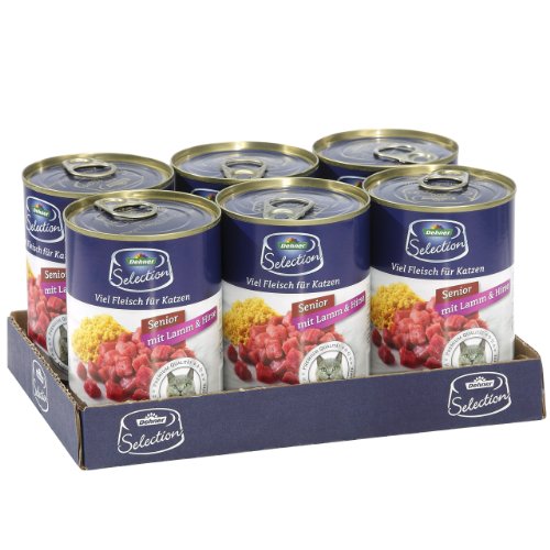 Dehner Selection Gato Forro Senior, Cordero y mijo, 6 x 400 g (2.4 kg)