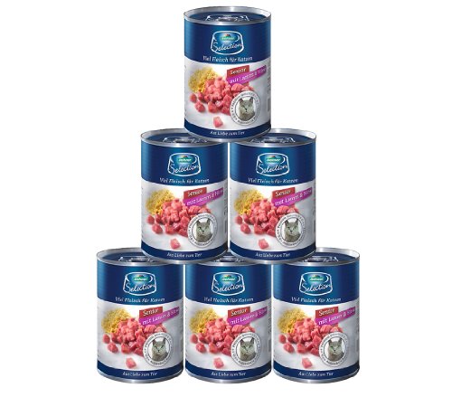 Dehner Selection Gato Forro Senior, Cordero y mijo, 6 x 400 g (2.4 kg)