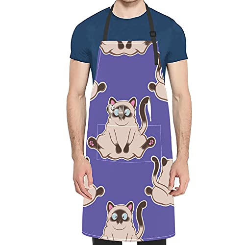 Delantal de Chef siamés para mascotas, lindo Animal inteligente, lindo Animal inteligente, gato, mascota, siamés, corbata ajustable con bolsillos para adultos