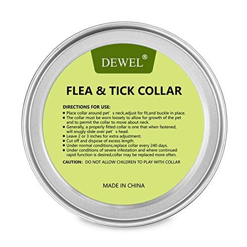 DEWEL Collar Antiparasitos Perro/Gato Pequeño Mediano Grandes contra Pulgas, Garrapatas y Mosquitos, 8 Meses
