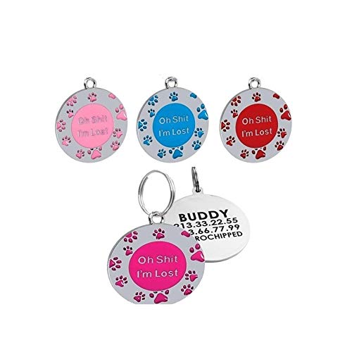 DHDHWL Placas Identificación 1pcs de grabado personalizado animal doméstico del gato etiqueta del nombre del collar de perro etiqueta de accesorios Placa de características anti-perdida colgante llave