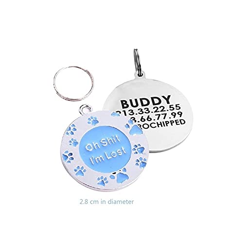 DHDHWL Placas Identificación 1pcs de grabado personalizado animal doméstico del gato etiqueta del nombre del collar de perro etiqueta de accesorios Placa de características anti-perdida colgante llave