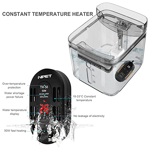 DHYBDZ Fuente de Agua para Gatos con Calentador, Fuente de Agua para Mascotas con Sentido inalámbrico con Bomba súper silenciosa, dispensador Inteligente para Agua Potable para Perros