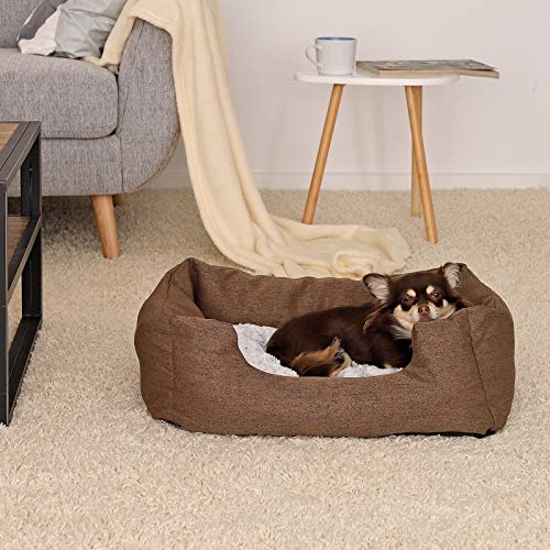 Dibea DB00741, Cama para Perro (Tela Mezcla) cojín de Piso Reversible, 80 x 60 cm, marrón (mas Colores y tamaños)