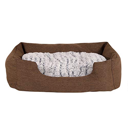 Dibea DB00741, Cama para Perro (Tela Mezcla) cojín de Piso Reversible, 80 x 60 cm, marrón (mas Colores y tamaños)