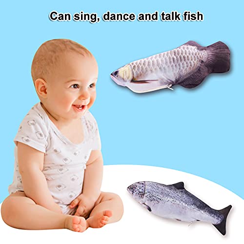 Dingyue Flopping Fish Moving Fish Juguete de peluche con luz y sonido realista Flopping Fish Wiggle juguetes de peces movimiento gatito juguetes