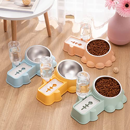 Dispensador Automático de Alimentos para Mascotas para Mascotas: Amarillo Adorno Automático de Mascotas Agua de Gravedad Automática Beber Fuente de Alimento para Perros O
