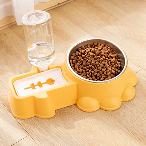 Dispensador Automático de Alimentos para Mascotas para Mascotas: Amarillo Adorno Automático de Mascotas Agua de Gravedad Automática Beber Fuente de Alimento para Perros O