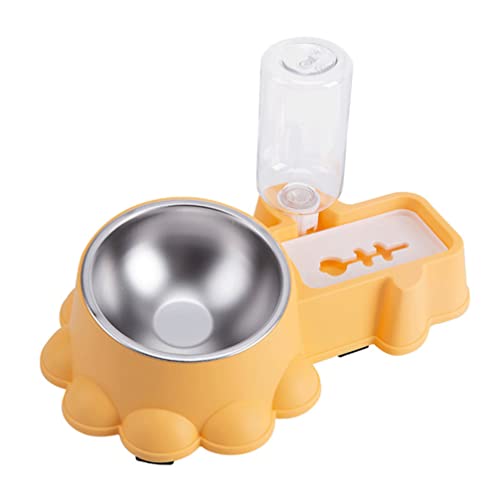 Dispensador Automático de Alimentos para Mascotas para Mascotas: Amarillo Adorno Automático de Mascotas Agua de Gravedad Automática Beber Fuente de Alimento para Perros O