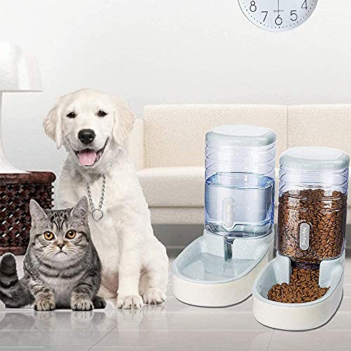 Dispensador de croquetas y agua 3,8 l, comedero y bebedores, cuenco automático para gato, perro, conejo,