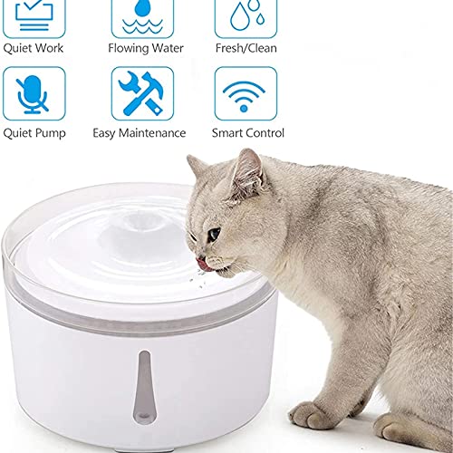 Dispensadores de agua para masco 2 L Fuente de agua de gato automática eléctrica DIRIGIÓ Mute bebedor alimentador perro gato agua bebiendo tazón USB Dispensador de agua para mascotas Fuente de agua pa