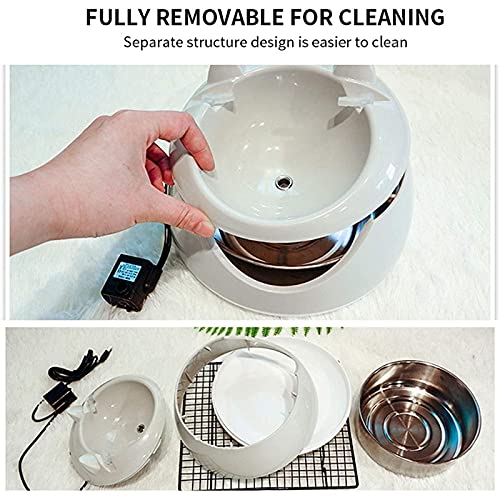 Dispensadores de agua para masco Fuente de bebida del gato, 1,5 litros de la fuente de consumo de mascotas silenciosa automática con DIRIGIÓ Luz, USB Plug Gat Boting Fountain adecuado para gatos, perr