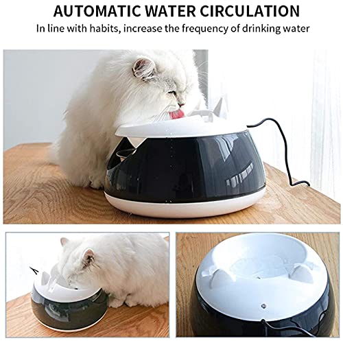 Dispensadores de agua para masco Fuente de bebida del gato, 1,5 litros de la fuente de consumo de mascotas silenciosa automática con DIRIGIÓ Luz, USB Plug Gat Boting Fountain adecuado para gatos, perr