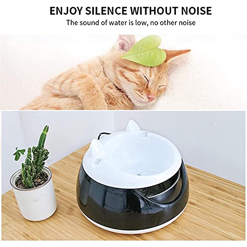 Dispensadores de agua para masco Fuente de bebida del gato, 1,5 litros de la fuente de consumo de mascotas silenciosa automática con DIRIGIÓ Luz, USB Plug Gat Boting Fountain adecuado para gatos, perr