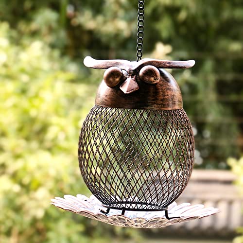DKKDD Comedero para pájaros de Hierro Forjado, búho, colibrí, decoración Colgante para jardín al Aire Libre, Suministros para Mascotas, Accesorios para pájaros (Búho)