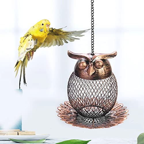 DKKDD Comedero para pájaros de Hierro Forjado, búho, colibrí, decoración Colgante para jardín al Aire Libre, Suministros para Mascotas, Accesorios para pájaros (Búho)