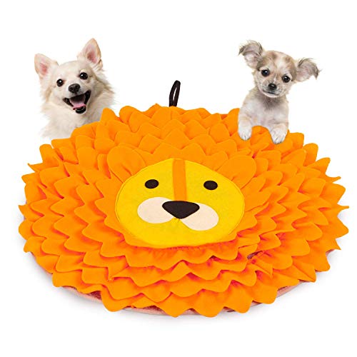 Dociote Alfombra olfativa Perros Antideslizante Snuffle Mat Juguetes para Perros interactivos Alimentación de Mascotas Tapetes para Gatos Perros pequeños medianos Forma del león