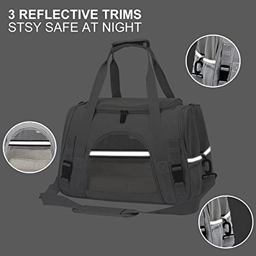 Dociote Transportín para Perros Portador de Gato Portátil de Malla Transpirable Bolsa de Viaje para Perro con Correas de Hombro Estera Extraíble Bolsa de Transporte Plegable para Gato Perro Gris