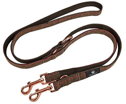 Dog & Dress Collar y Correa Perro, Oro Rosa, Collar Ajustable, Correa 2 m, 3 Anillos, mosquetón, Perros Pequeño Mediano Grande, Tweed + Nylon, Regalo Accesorios para Mascotas