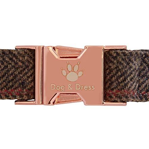 Dog & Dress Collar y Correa Perro, Oro Rosa, Collar Ajustable, Correa 2 m, 3 Anillos, mosquetón, Perros Pequeño Mediano Grande, Tweed + Nylon, Regalo Accesorios para Mascotas