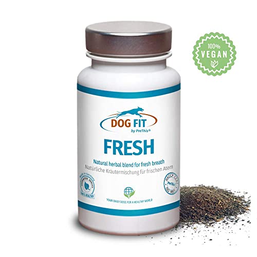 DOG FIT by PreThis® Fresh | Contro l'alitosi e le gengiviti nei cani 100% Naturale | 16 erbe per una Flora orale Sana