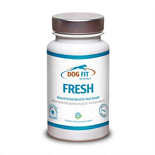 DOG FIT by PreThis® Fresh | Contro l'alitosi e le gengiviti nei cani 100% Naturale | 16 erbe per una Flora orale Sana