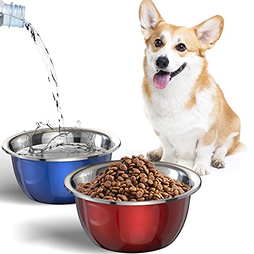 Dorakitten Platos para perros | 2pcs acero inoxidable Comederos y bebederos | Comedero engrosado anti-caída para gatos y perros cuenco de agua para de gran capacidad Productos para mascotas
