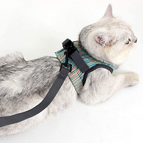 Dotoner Arnes Gato Juego de arnés y Correa para Gato Ultraligero Suave y cómodo Chaqueta para Caminar para Gatos Acolchada a Prueba de Escapes Apto para Cachorros Conejo (M,Verde)
