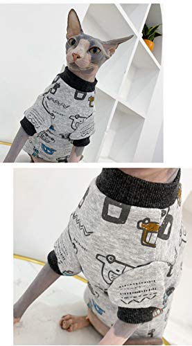 DOUJIN Sphinx Gato sin Pelo Gato alemán Ropa de otoño e Invierno Marca de Marea de algodón Puro más Velvet-S