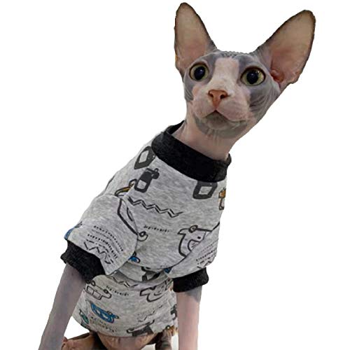 DOUJIN Sphinx Gato sin Pelo Gato alemán Ropa de otoño e Invierno Marca de Marea de algodón Puro más Velvet-S