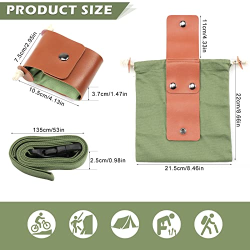 Dreamtop Bolsa de forraje de lona encerada plegable con correa de hebilla ajustable para exteriores, senderismo, recoger tesoros y conchas marinas frutos secos, Green,