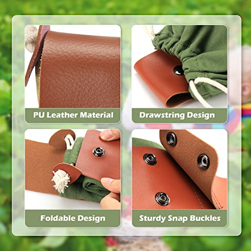 Dreamtop Bolsa de forraje de lona encerada plegable con correa de hebilla ajustable para exteriores, senderismo, recoger tesoros y conchas marinas frutos secos, Green,
