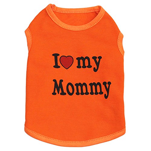 Ducomi Pets Love - Camiseta para perro y gato de algodón - Camiseta de verano para perros de pequeño y mediano tamaño y cachorros - Ropa suéter chihuahua, caniche y Razzs Toy (S, Mommy Orange)