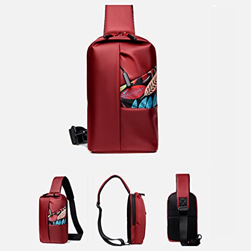 DUESI Bolso pequeño para Hombre con una Correa en el Pecho, Bandolera con Hombros Descubiertos, Bolso con Hojas, Bolso con una Correa en el Pecho, Bandolera con Bandolera
