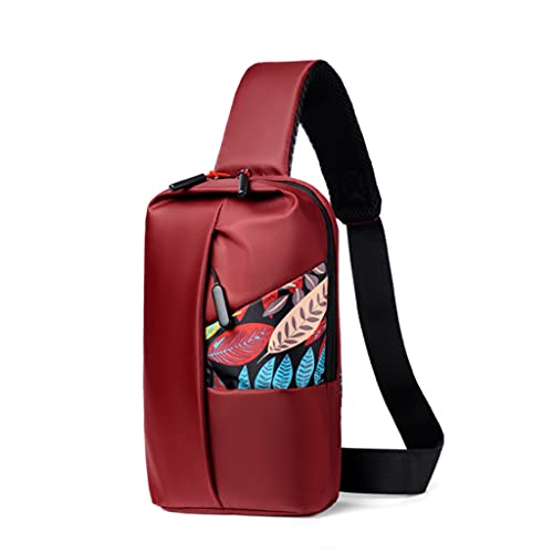 DUESI Bolso pequeño para Hombre con una Correa en el Pecho, Bandolera con Hombros Descubiertos, Bolso con Hojas, Bolso con una Correa en el Pecho, Bandolera con Bandolera