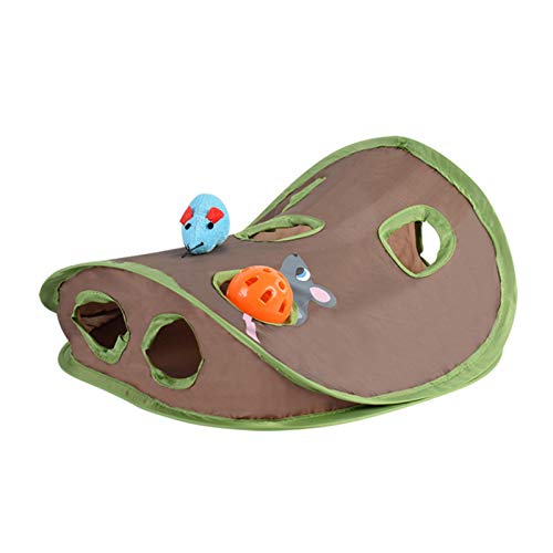 duhe189014 Juguete Interactivo para Gatos Túnel para Gatos de Nueve Agujeros Tienda educativa de Inteligencia Campana para Mascotas Juego de Juguetes : fácil de Abrir en Pocos Segundos con Delightful