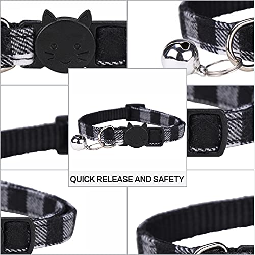 DUOXIN 2 Piezas Liberación rápida Collar de Gato, Collar Gato Reflectante Collares para Gatos con Cascabeles y Hebilla Seguro de Liberación Rápida Ajustable 19-32cm (Azul)
